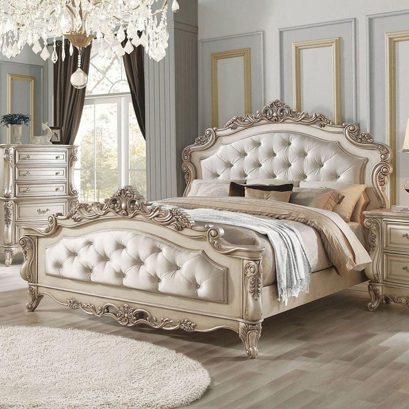 Acme Furniture Gorsedd Queen Panel Bed in Antique White - Ace Furniture and Decor