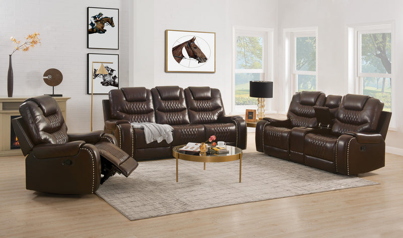 Braylon Brown PU Sofa (Motion) - Ace Furniture and Decor