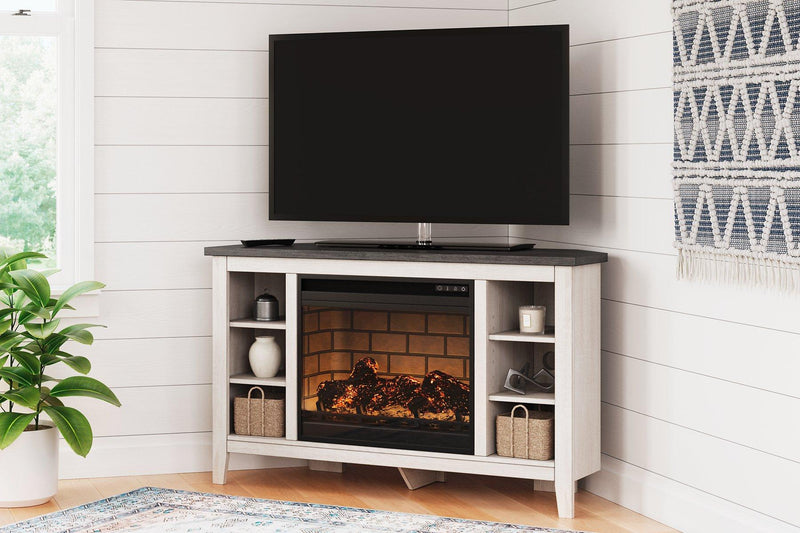 Dorrinson Corner TV Stand with Electric Fireplace