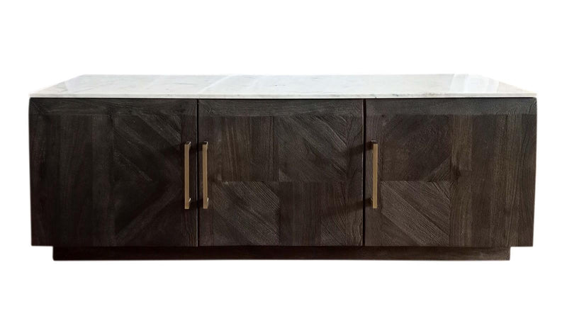 Dennis 3-door Marble Top Dining Sideboard Server White and Tobacco Grey - Ace Furniture and Decor