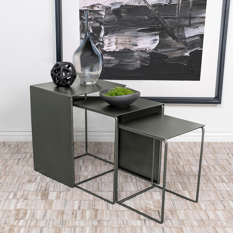 Imez 3-piece Rectangular Metal Nesting Table Grey - Ace Furniture and Decor
