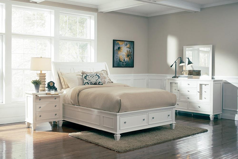 Sandy Beach Queen & E.King Panel Bed with High Headboard Black & White - Ace Furniture and Decor