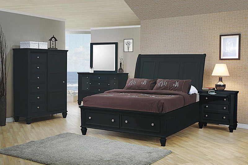 Sandy Beach Queen & E.King Storage Sleigh Bed Black & White - Ace Furniture and Decor