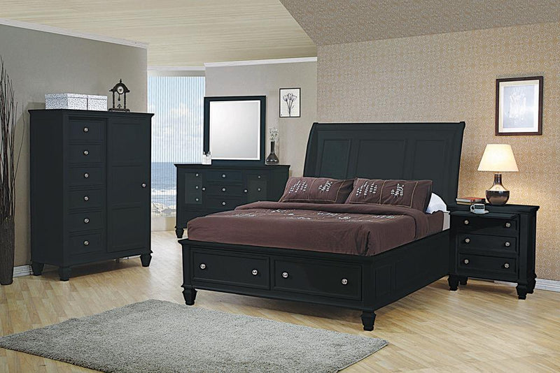 Sandy Beach Queen & E.King Storage Sleigh Bed Black & White - Ace Furniture and Decor