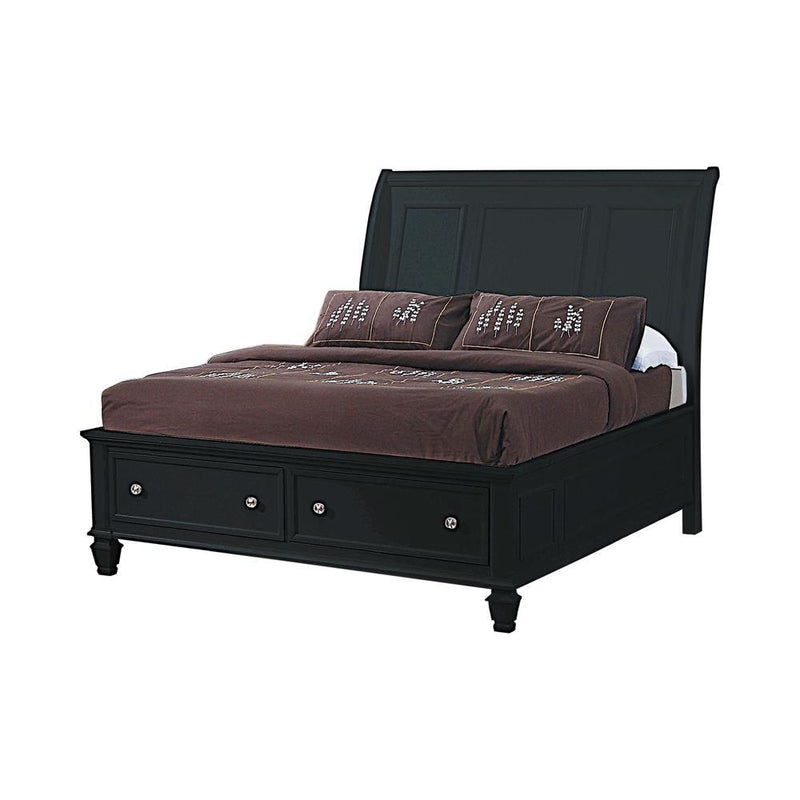 Sandy Beach Queen & E.King Storage Sleigh Bed Black & White - Ace Furniture and Decor