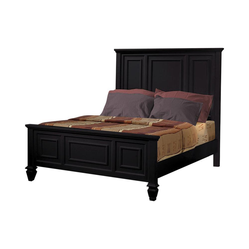 Sandy Beach Queen & E.King Panel Bed with High Headboard Black & White - Ace Furniture and Decor