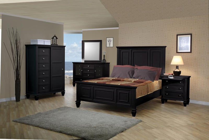 Sandy Beach Queen & E.King Panel Bed with High Headboard Black & White - Ace Furniture and Decor