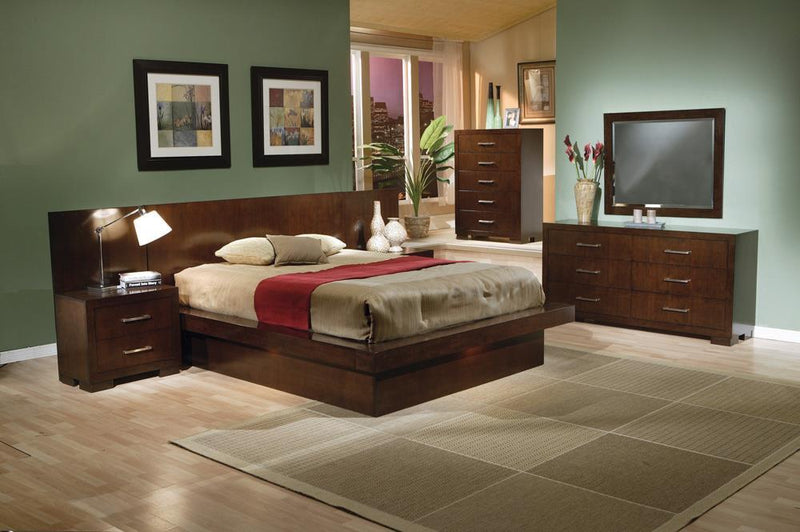 Jessica Eastern King & Queen Platform Bed with Rail Seating Cappuccino - Ace Furniture and Decor