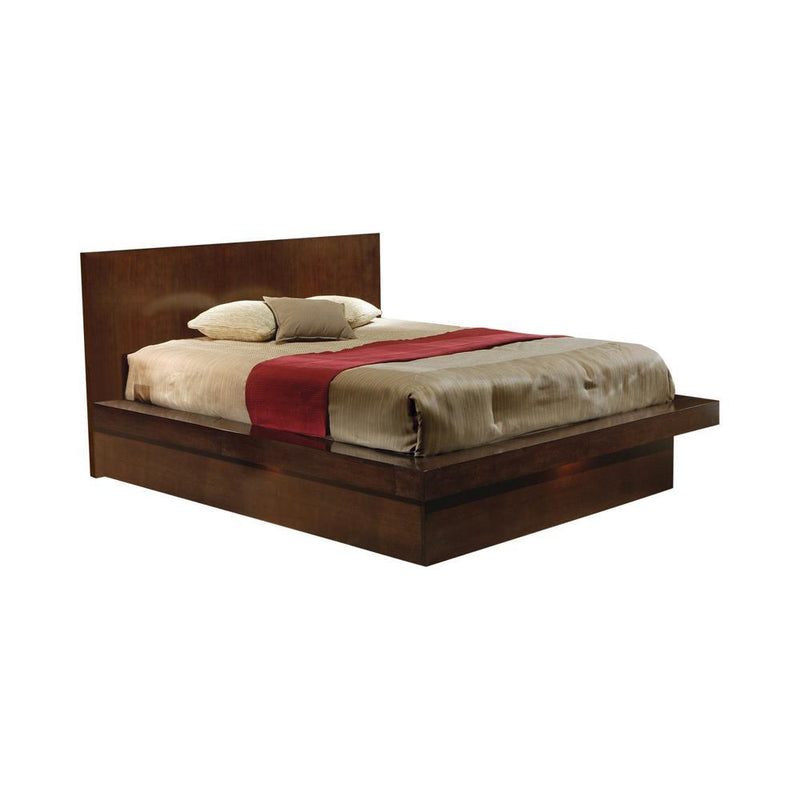 Jessica Eastern King & Queen Platform Bed with Rail Seating Cappuccino - Ace Furniture and Decor