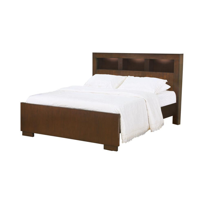 Jessica California King, E.king, & Queen Bed with Storage Headboard Cappuccino - Ace Furniture and Decor