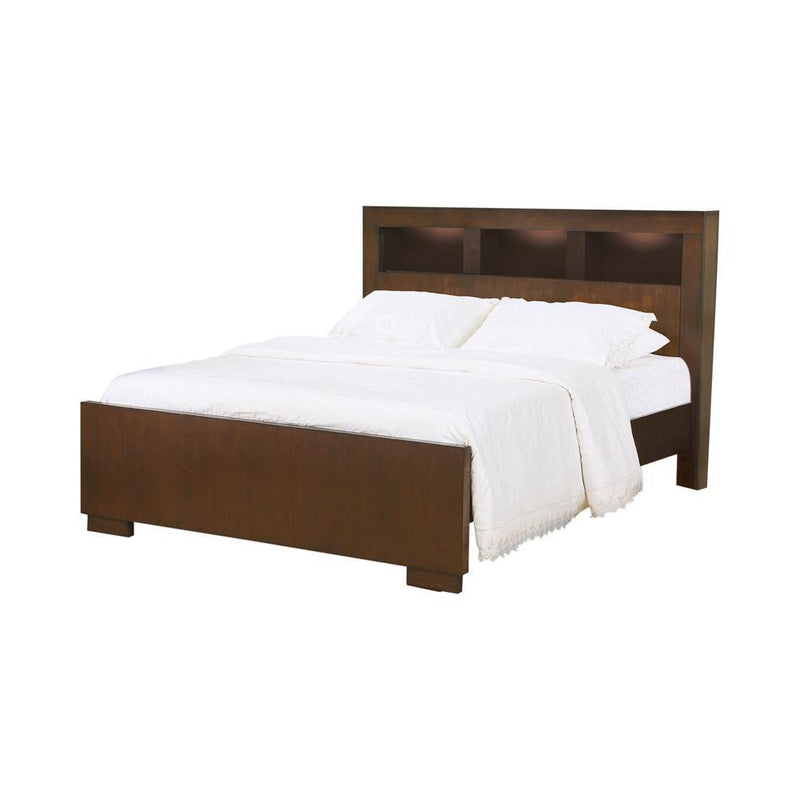 Jessica California King, E.king, & Queen Bed with Storage Headboard Cappuccino - Ace Furniture and Decor