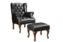 Roberts Button Tufted Back Accent Chair with Ottoman Black and Espresso - Ace Furniture and Decor