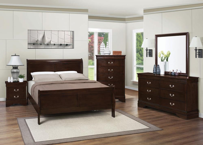 Louis Philippe Eastern King & Queen Panel Sleigh Bed Cappuccino - Ace Furniture and Decor