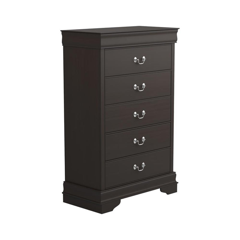 Louis Philippe 5-drawer Chest with Silver Bails Cappuccino