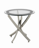 Brooke Glass Top End Table Chrome and Black - Ace Furniture and Decor