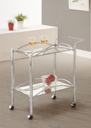 Shadix 2-tier Serving Cart with Glass Top Chrome and Clear - Ace Furniture and Decor