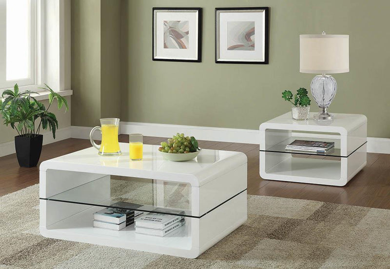 Elana Square 2-shelf End Table Glossy White - Ace Furniture and Decor