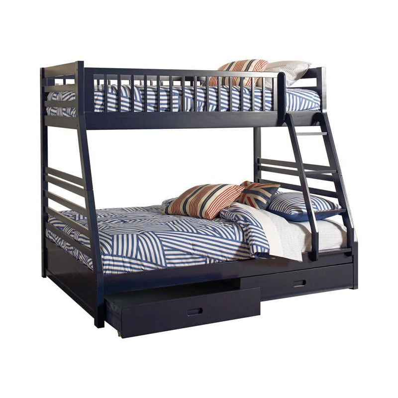 Ashton Twin Over Full 2-drawer Bunk Bed Cappuccino, White, Navy, Honey, & Brown - Ace Furniture and Decor