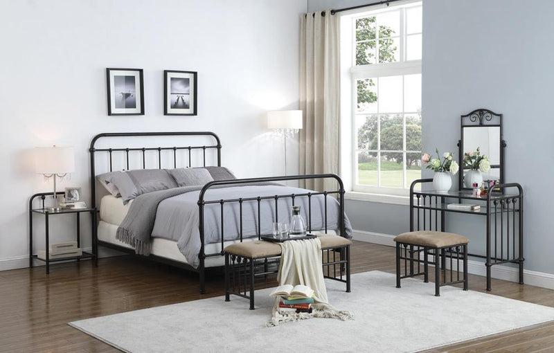 Livingston California King, E.King, & Queen Panel Metal Bed Dark Bronze - Ace Furniture and Decor