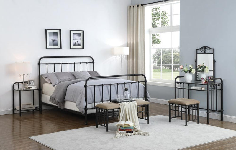 Livingston California King, E.King, & Queen Panel Metal Bed Dark Bronze - Ace Furniture and Decor