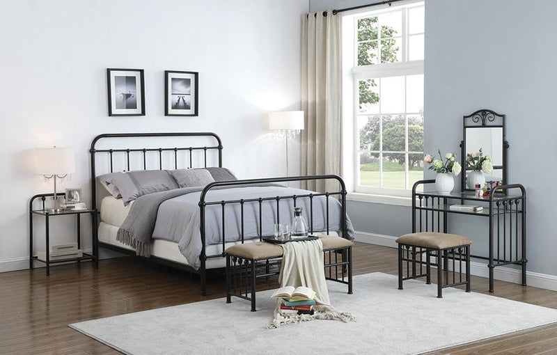 Livingston California King, E.King, & Queen Panel Metal Bed Dark Bronze - Ace Furniture and Decor