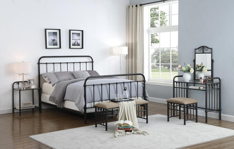Livingston California King, E.King, & Queen Panel Metal Bed Dark Bronze - Ace Furniture and Decor