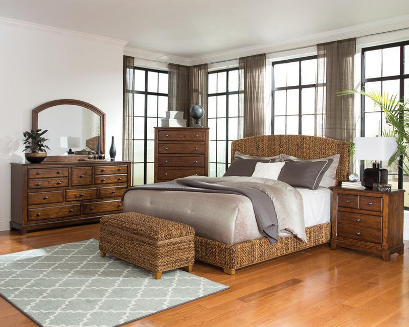 Laughton Hand-Woven Banana Leaf California King, E.King, & Queen Bed Amber - Ace Furniture and Decor
