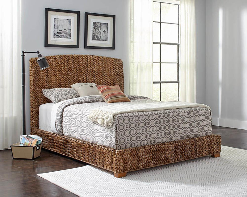 Laughton Hand-Woven Banana Leaf California King, E.King, & Queen Bed Amber - Ace Furniture and Decor