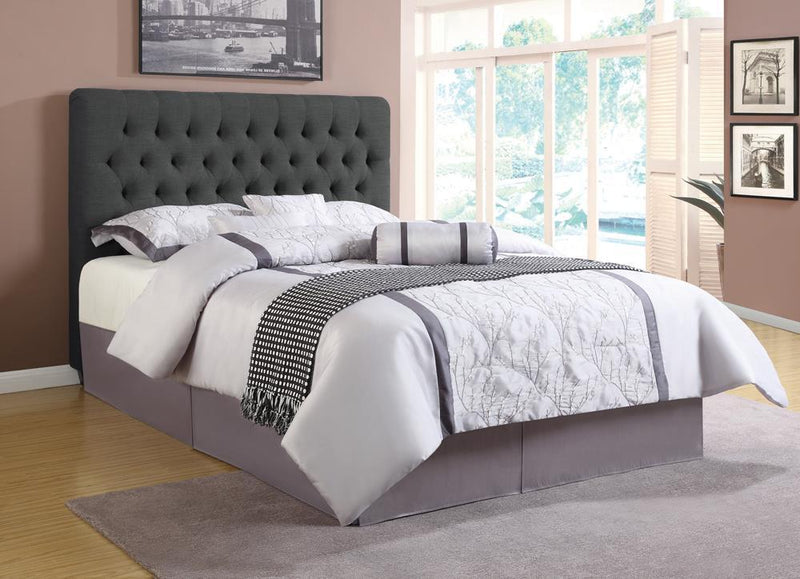 Chloe Transitional Charcoal Upholstered Eastern King Bed