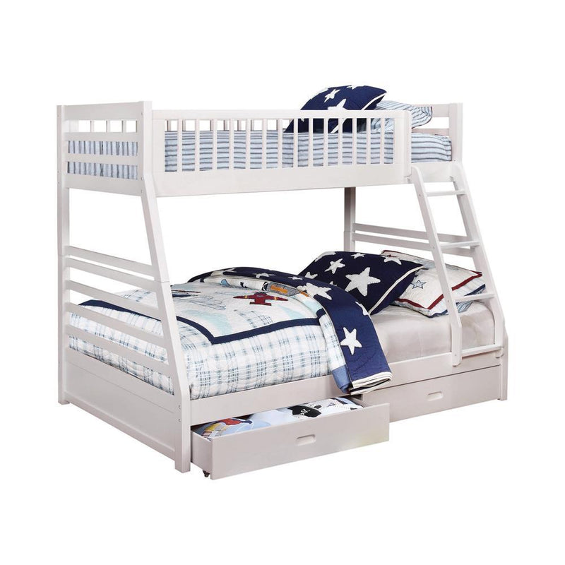 Ashton Twin Over Full 2-drawer Bunk Bed Cappuccino, White, Navy, Honey, & Brown - Ace Furniture and Decor
