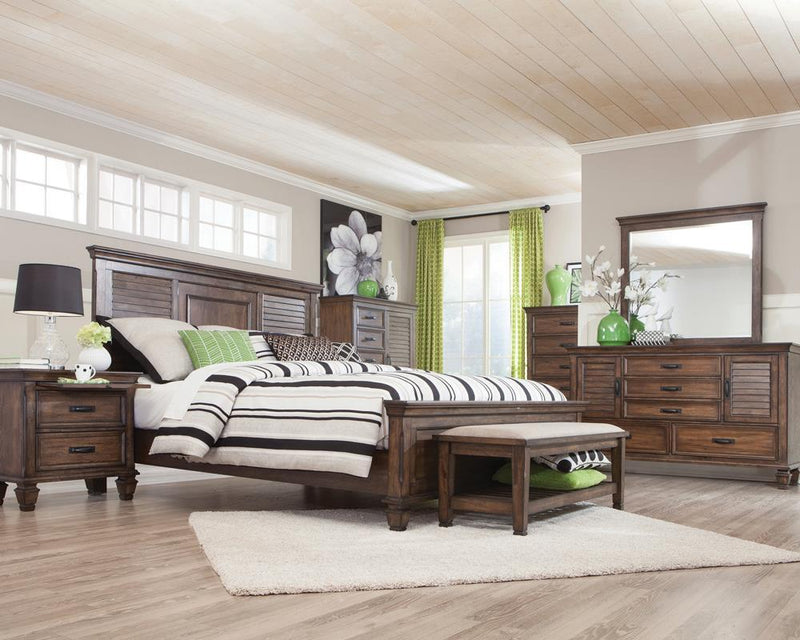 Franco Eastern King & Queen Panel Bed Antique White & Oak - Ace Furniture and Decor