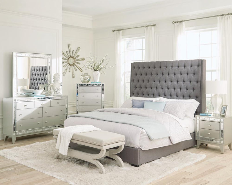 Camille Tall Tufted California King, E.King & Queen Bed Grey - Ace Furniture and Decor