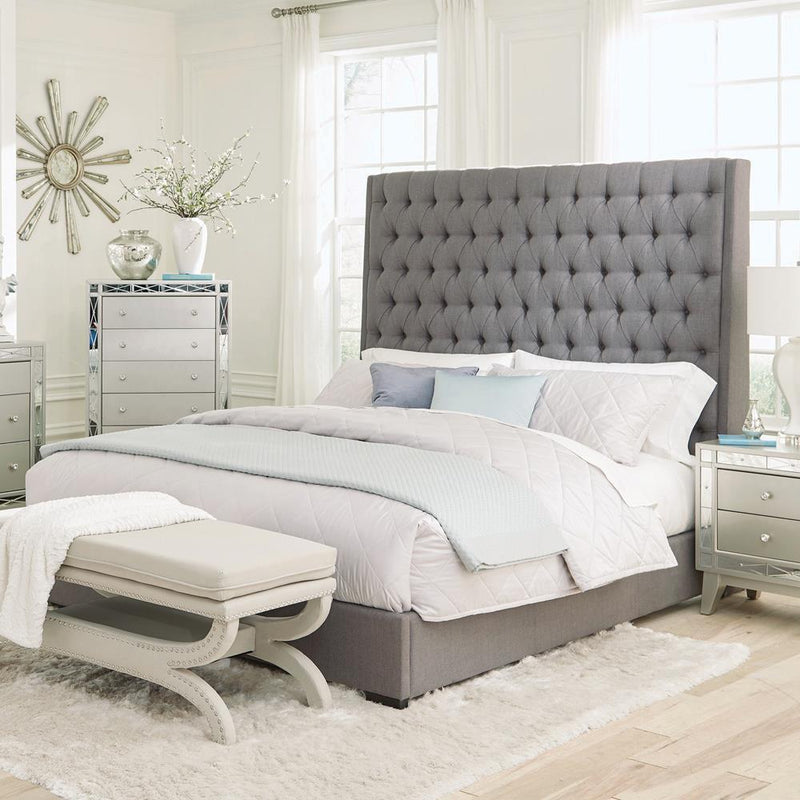 Camille Tall Tufted California King, E.King & Queen Bed Grey - Ace Furniture and Decor