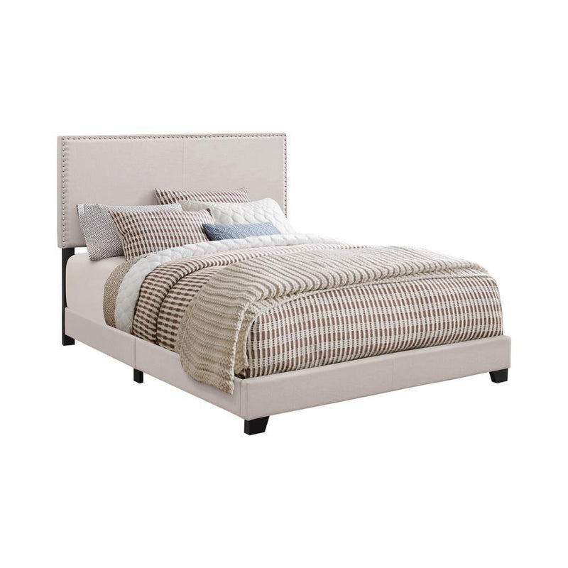 Boyd California King, King, & Queen Upholstered Bed with Nailhead Trim Charcoal & Grey - Ace Furniture and Decor
