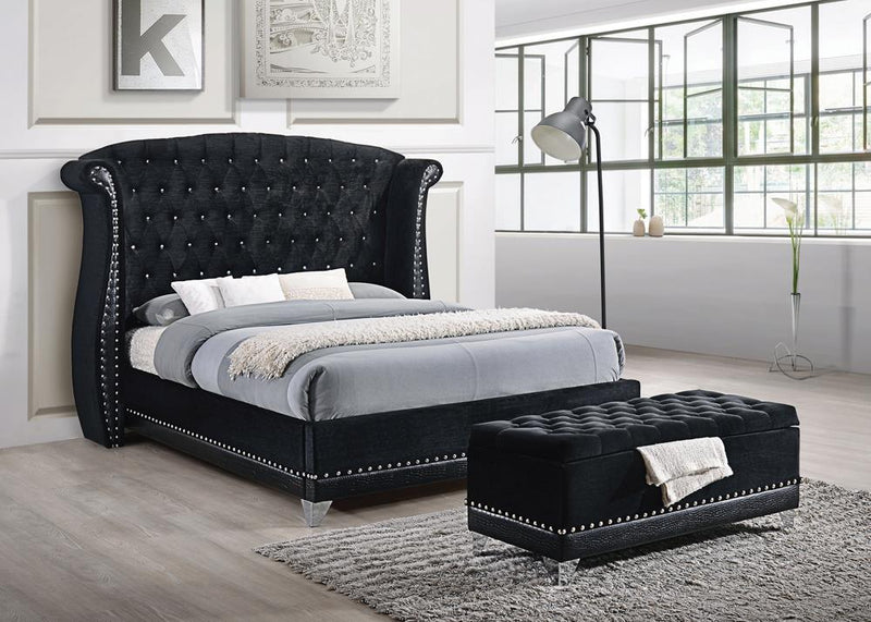 Barzini California King, E.King, & Queen Tufted Upholstered Bed Black - Ace Furniture and Decor