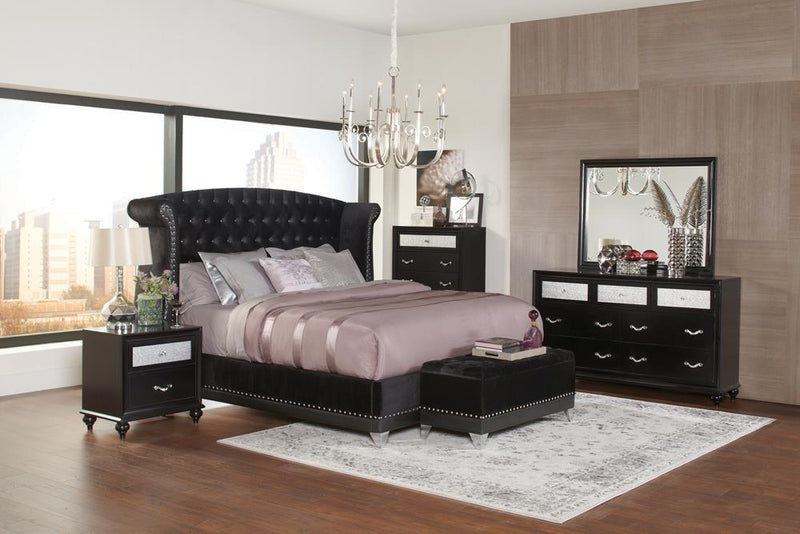 Barzini California King, E.King, & Queen Tufted Upholstered Bed Black - Ace Furniture and Decor
