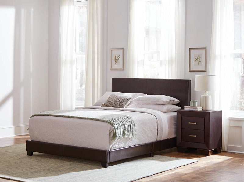 Dorian Upholstered California King, E.King, & Queen Bed Black, Brown, & Grey - Ace Furniture and Decor