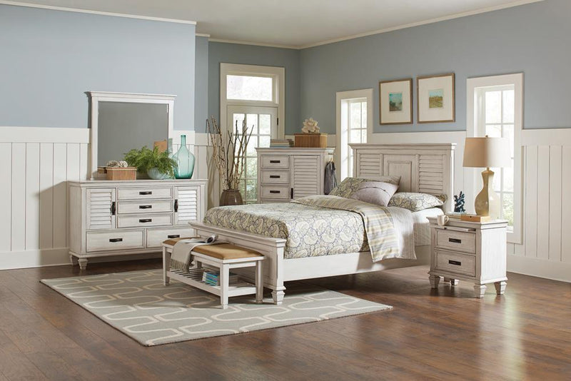 Franco Eastern King & Queen Panel Bed Antique White & Oak - Ace Furniture and Decor