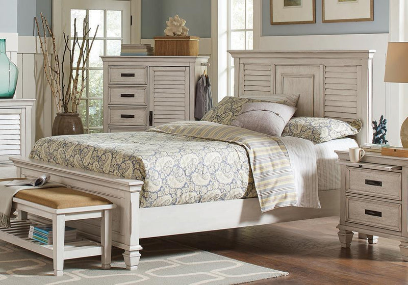 Franco Eastern King & Queen Panel Bed Antique White & Oak - Ace Furniture and Decor