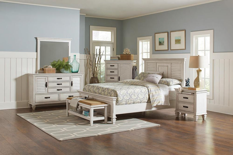 Franco Eastern King & Queen Panel Bed Antique White & Oak - Ace Furniture and Decor