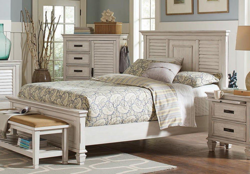 Franco Eastern King & Queen Panel Bed Antique White & Oak - Ace Furniture and Decor