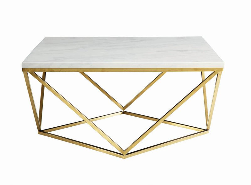 Elana Rectangle 2-shelf Coffee Table Glossy White - Ace Furniture and Decor