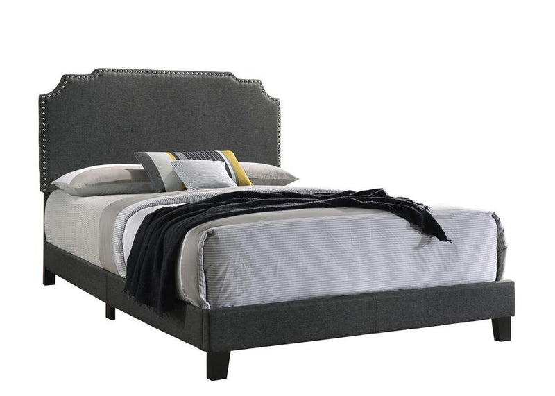 Tamarac Upholstered Nailhead Full, Eastern King & Queen Bed Beige & Grey - Ace Furniture and Decor