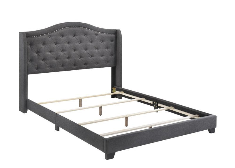 Tamarac Upholstered Nailhead Full, Eastern King & Queen Bed Beige & Grey - Ace Furniture and Decor