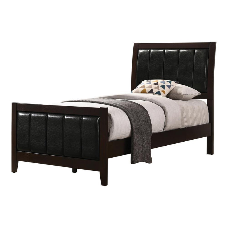 Carlton Full & Twin Upholstered Panel Bed Cappuccino and Black - Ace Furniture and Decor