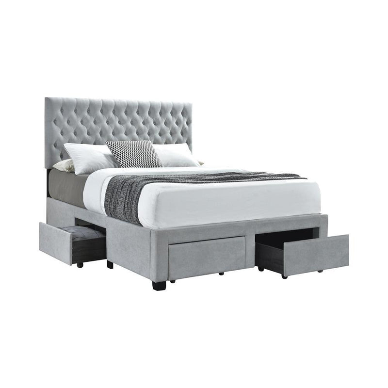 Soledad Eastern King, Full, & Queen 4-drawer Button Tufted Storage Bed Black & White - Ace Furniture and Decor
