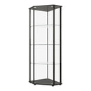 Zenobia Glass Shelf Curio Cabinet Clear and Black - Ace Furniture and Decor