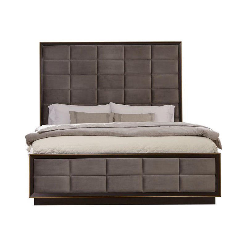 Durango California King, Eastren King, & Queen Upholstered Bed Smoked Peppercorn and Grey - Ace Furniture and Decor