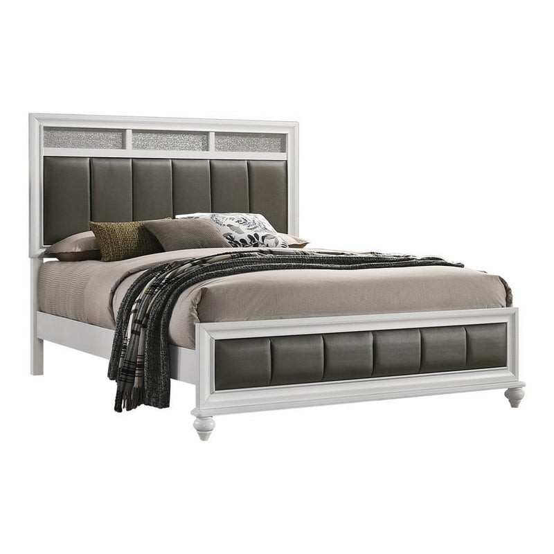 Barzini California King, E.King, & Queen Upholstered Panel Bed White - Ace Furniture and Decor