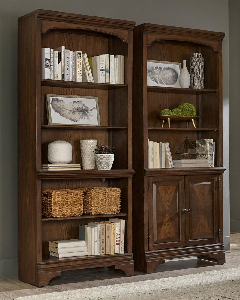 Hartshill Bookcase with Cabinet Burnished Oak - Ace Furniture and Decor